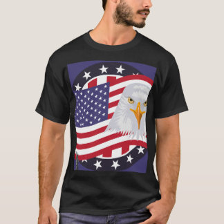 Camiseta Gráfica com Águia da Bandeira Americana