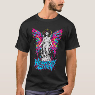 Camiseta Gráfica com Anjo Cibernético e Falha Cele