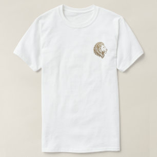 Camiseta Gráfica com Cabeça de Leão em Dourado Vin