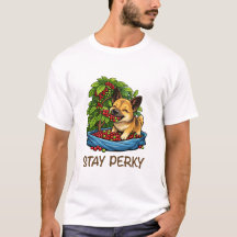 Camiseta gráfica com café e cachorro fofo 'Stay Pe
