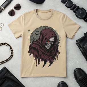 Camiseta Gráfica com Caveira do Ceifeiro Sombrio