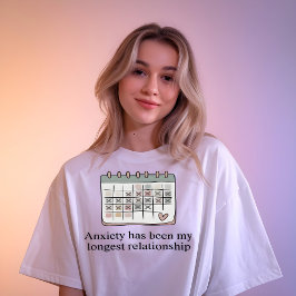 Camiseta Gráfica com Citação de Ansiedade Mínima e