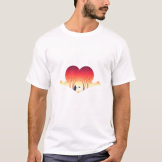 Camiseta Gráfica com Coração Derretido em Gradient