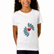 Camiseta Gráfica com Coração e Pena de Pavão | Amo