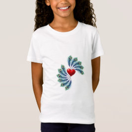 Camiseta Gráfica com Coração e Pena de Pavão | Amo