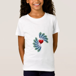 Camiseta Gráfica com Coração e Pena de Pavão Amo