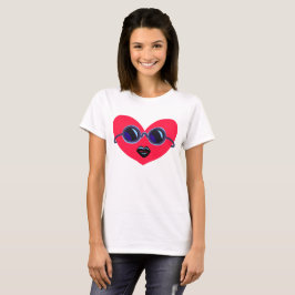 Camiseta Gráfica com Coração Legal e Óculos de Sol