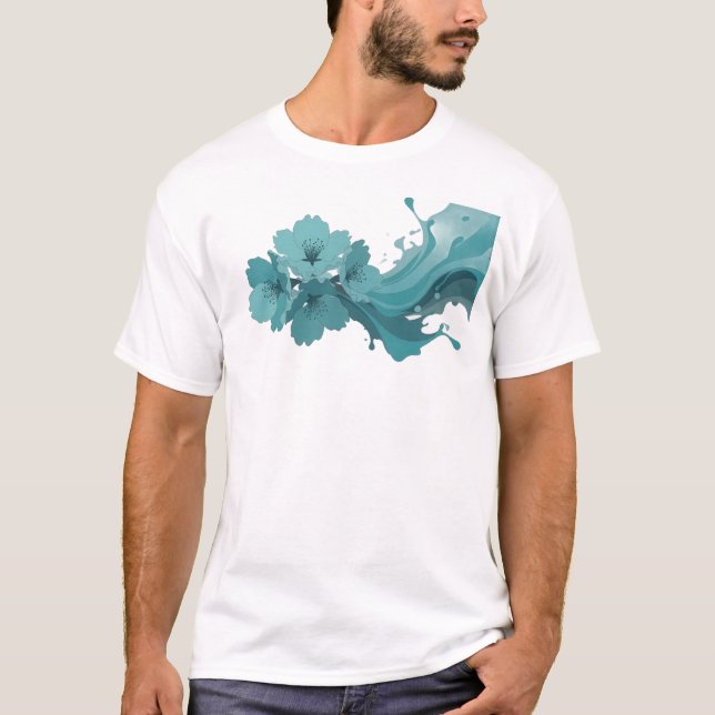 Camiseta Gráfica com Design de Flor Abstrata Ousad (Frente)