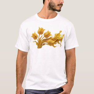 Camiseta Gráfica com Flor Abstrata Fresca