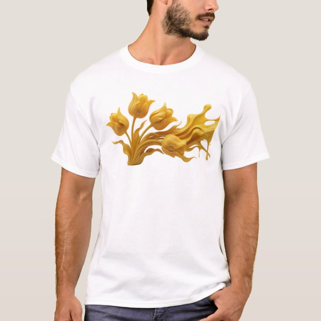 Camiseta Gráfica com Flor Abstrata Fresca (Frente)