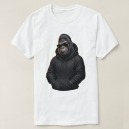 Camiseta Gráfica com Gorila Legal Vestindo Moletom