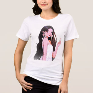 Camiseta Gráfica com Retrato de Garota Glamour