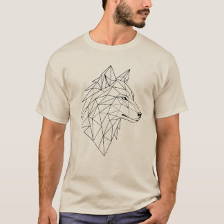 Camiseta Gráfica com Rosto de Lobo em Arte Linear
