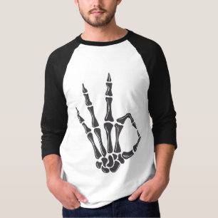 Camiseta Gráfica com Sinal de OK da Mão de Esquele