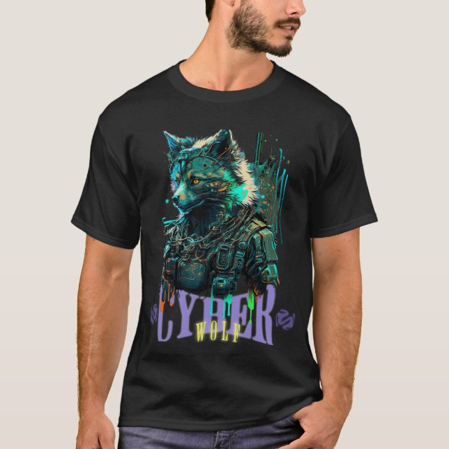 Camiseta Gráfica Cyber Wolf (Frente)