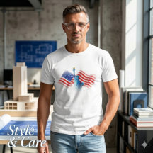 Camiseta Gráfica da Bandeira dos EUA Estilo Americ