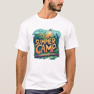 Camiseta Gráfica de Acampamento de Verão Retrô