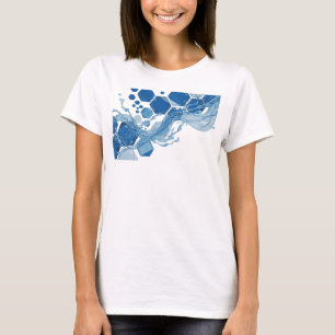 Camiseta Gráfica de Água Fluindo em Prata Atraente