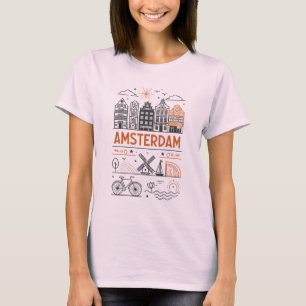 Camiseta Gráfica de Amsterdã Vintage