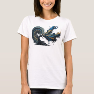 Camiseta Gráfica de Arte Abstrata Azul Ousada