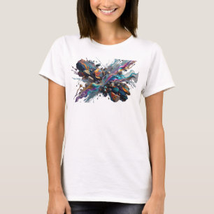 Camiseta Gráfica de Arte Abstrata Dourada Artístic
