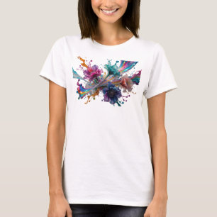 Camiseta Gráfica de Arte Abstrata Prata Crespada