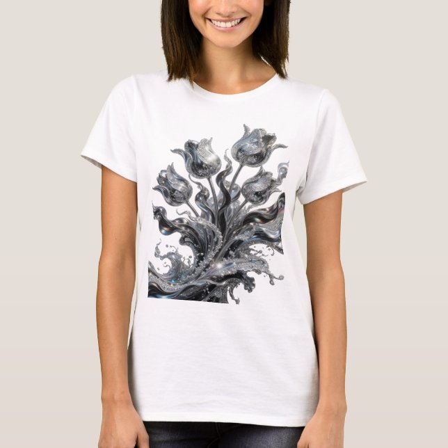 Camiseta Gráfica de Arte Abstrata Prata STATEMENT (Frente)
