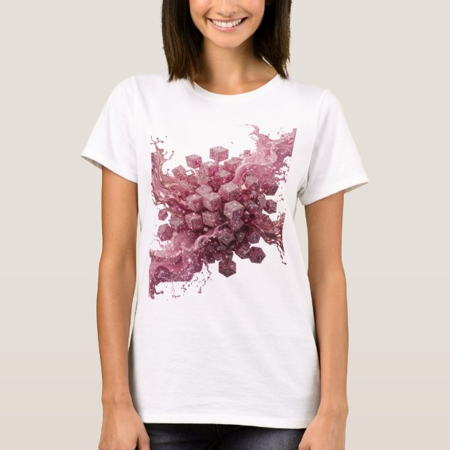 Camiseta Gráfica de Arte Abstrata Prateada da Moda (Frente)