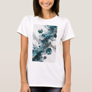 Camiseta Gráfica de Arte Abstrata Prateada Engraça