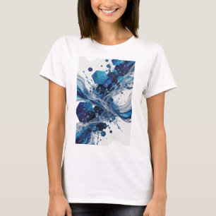 Camiseta Gráfica de Arte Abstrata Prateada Engraça