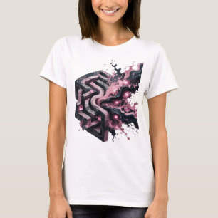 Camiseta Gráfica de ARTE ABSTRATA Rosa Moderna