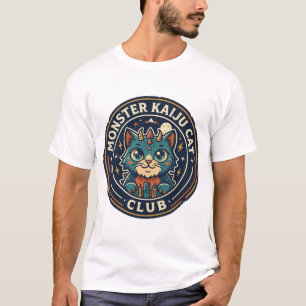 Camiseta Gráfica de Arte de Gato Monstro Kaiju - A