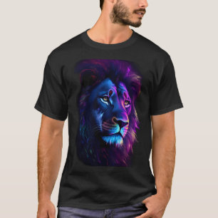 Camiseta Gráfica de Arte de Leão Neon Majestoso
