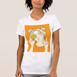 Camiseta Gráfica de Arte em Linha Citrus Girl