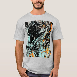 Camiseta Gráfica de Arte Fluido em Mármore Abstrat