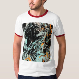 Camiseta Gráfica de Arte Fluido em Mármore Abstrat