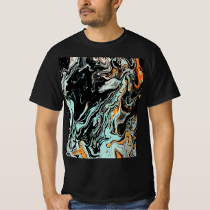 Camiseta Gráfica de Arte Fluido em Mármore Abstrat