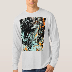 Camiseta Gráfica de Arte Fluido em Mármore Abstrat