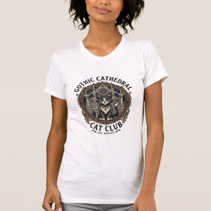 Camiseta Gráfica de Arte Gótica Catedral Gato - Gó