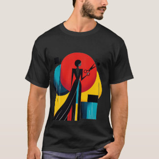 Camiseta Gráfica de Arte Moderna com Silhueta Eleg