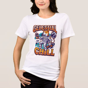 Camiseta Gráfica de Astronauta Cão Espacial Fresco