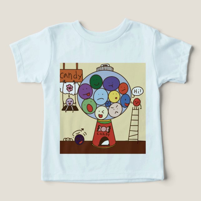 “Camiseta Gráfica de Balão de Bebê” (Design frontal)