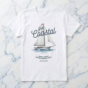 Camiseta Gráfica de Barco à Vela Branco Costeiro