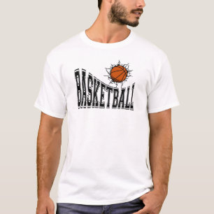 Camiseta Gráfica de Basquete Com Desenho de Bola E