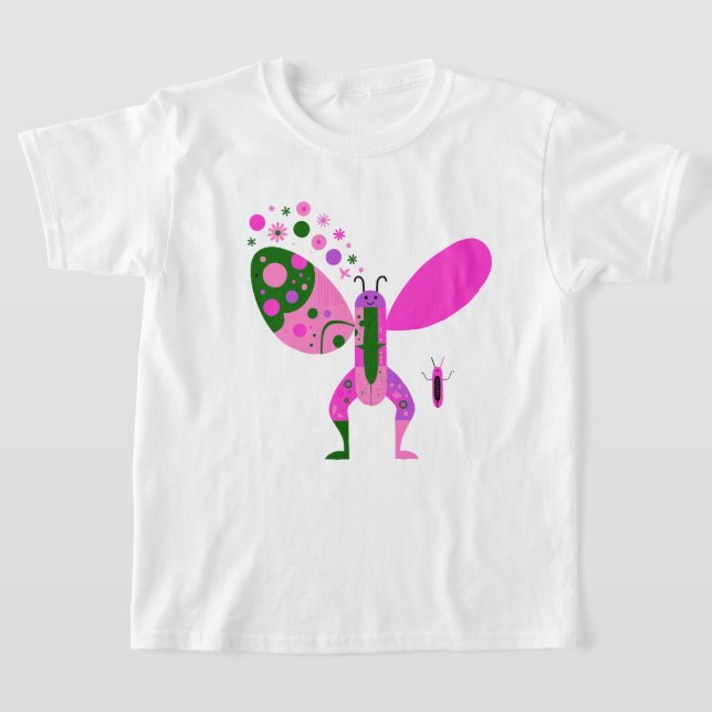 Camiseta Gráfica de Borboleta Colorida (Postura )