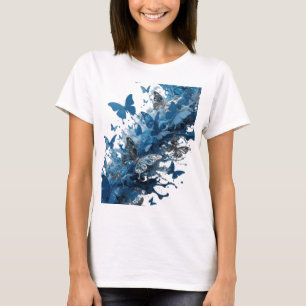 Camiseta Gráfica de Borboletas Prateadas na Água