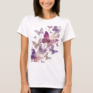 Camiseta Gráfica de Borboletas Roxas Edgy