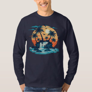 Camiseta Gráfica de Cachoeira ao Pôr do Sol Tropic