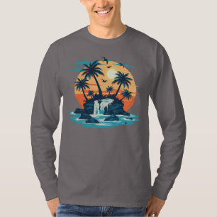 Camiseta Gráfica de Cachoeira do Pôr do Sol Tropic