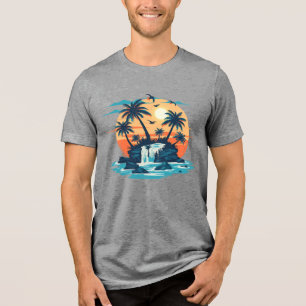 Camiseta Gráfica de Cachoeira no Pôr do Sol Tropic